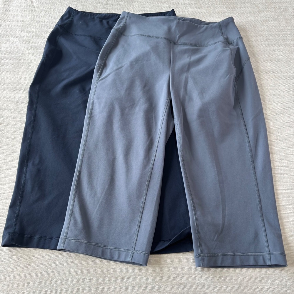 Duluth Trading Co Womens XS Supplex Nylon Lycra Capri Leggings 2 Pack Navy Gray